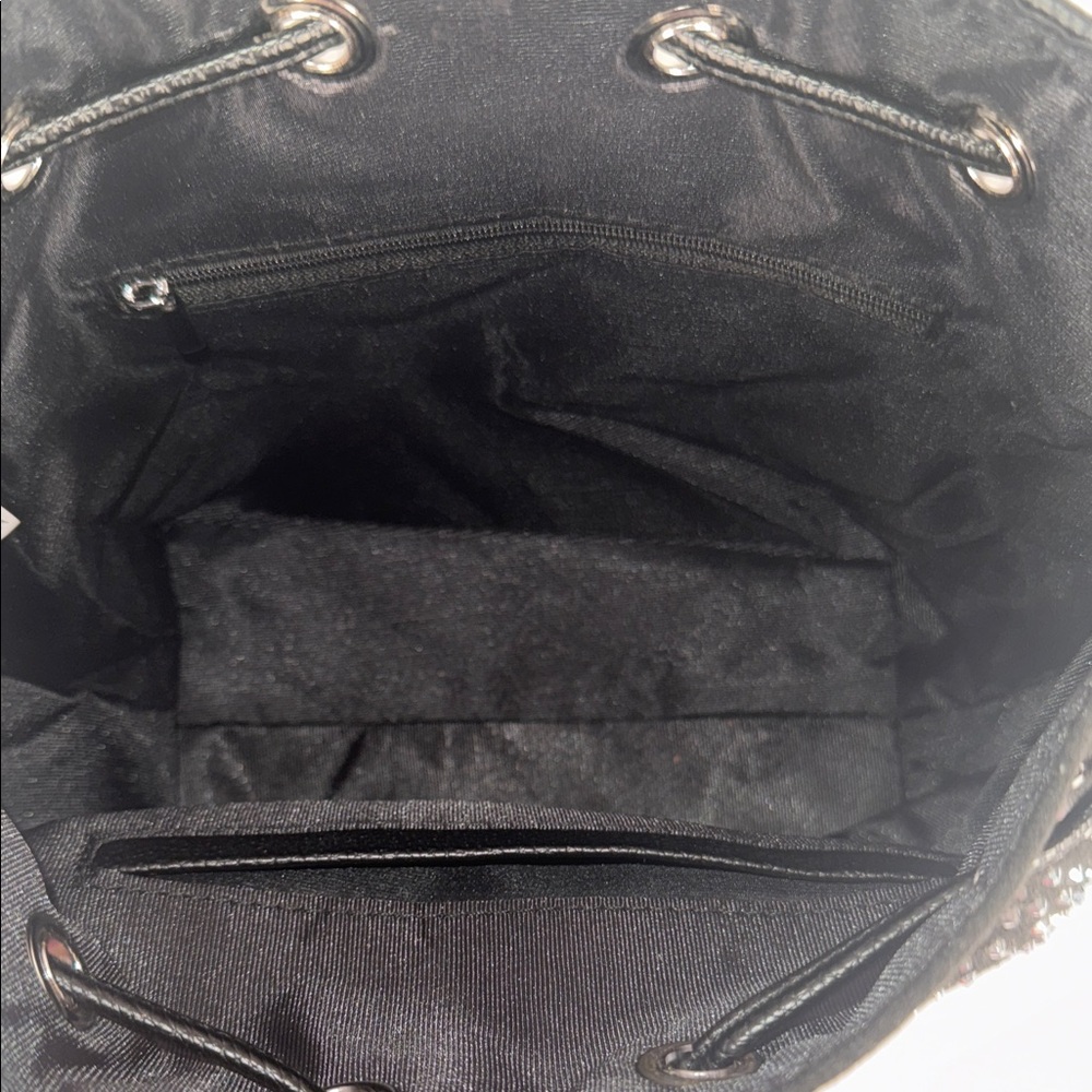 Black Rhinestone Drawstring Bucket Bag - Picture 6 of 6